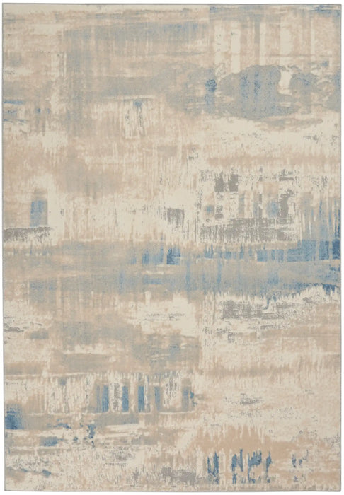 Nourison solace sla08 ivory grey blue Blue, Grey, Ivory Living Room Geometric Rug.