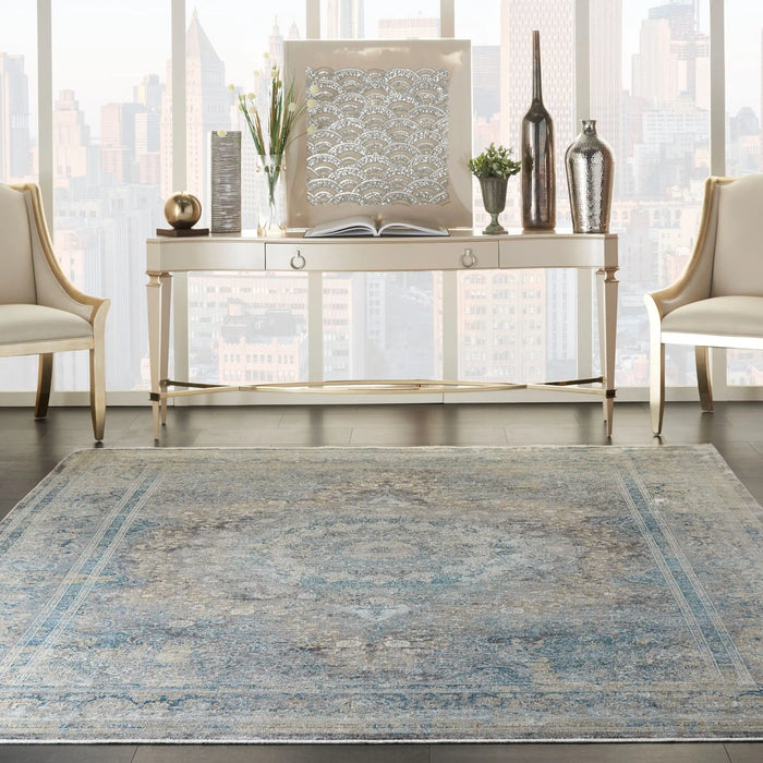 Nourison Delivered in 6 weeks   USA starry nights stn06 cream blue Blue, Ivory Living Room Moroccan Rug.