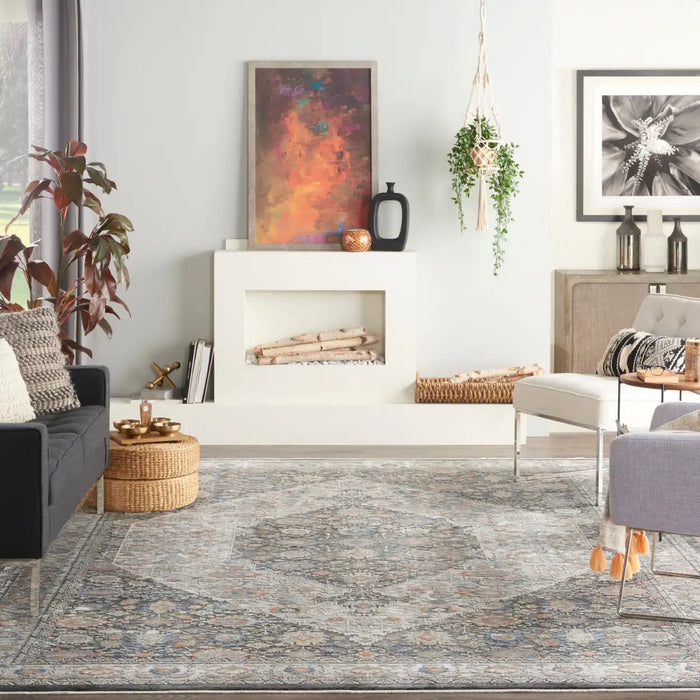 Nourison Delivered in 6 weeks   USA starry nights stn11 grey blue Blue, Grey Living Room Moroccan Rug.