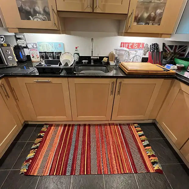 Photo by John L., | Oriental Weavers kelim stripes red 0 Striped Rug.