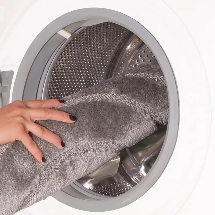APRIL Piece Machine Washable Non-Slip Light Grey Bathroom Rug Set Grey