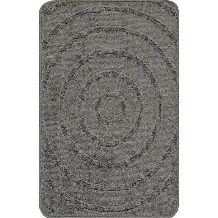 APRIL Piece Machine Washable Non-Slip Dark Grey Bathroom Rug Set Grey