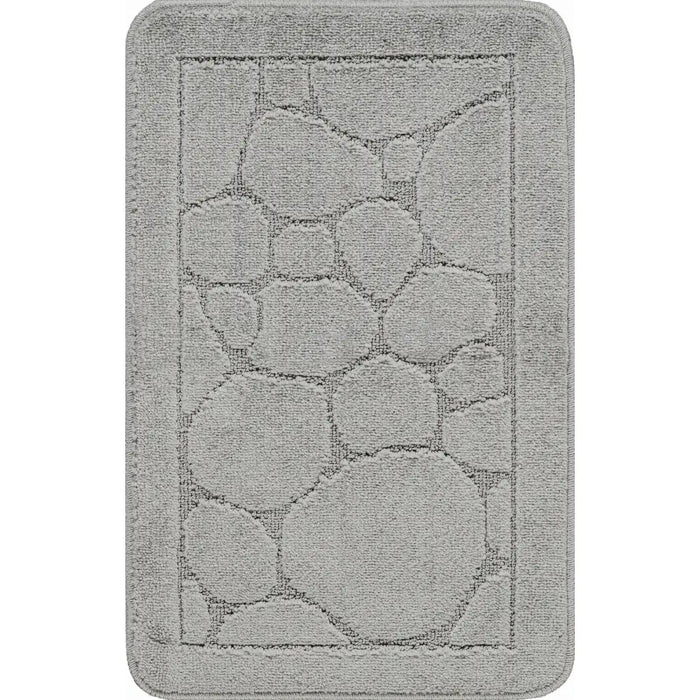 OLIVE Piece Machine Washable Non-Slip Light Grey Bathroom Rug Set Grey