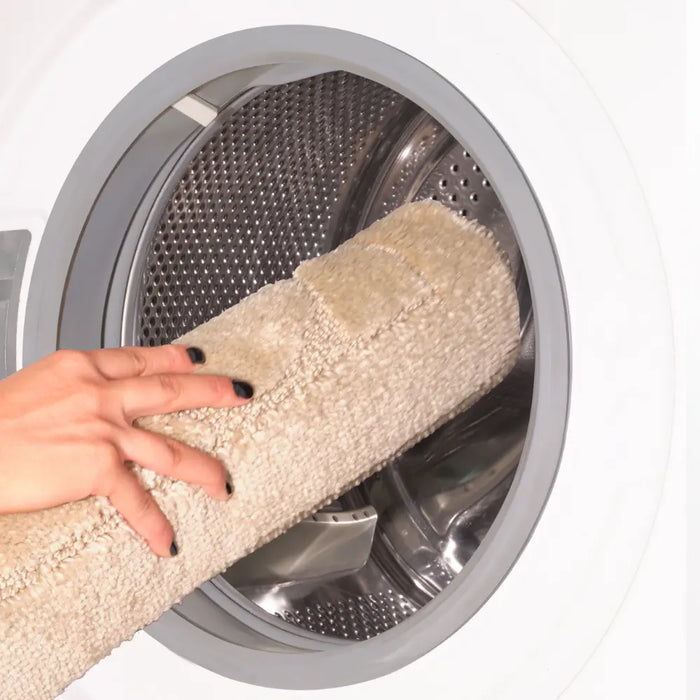 OLIVE Piece Machine Washable Non-Slip Light Beige Bathroom Rug Set Beige