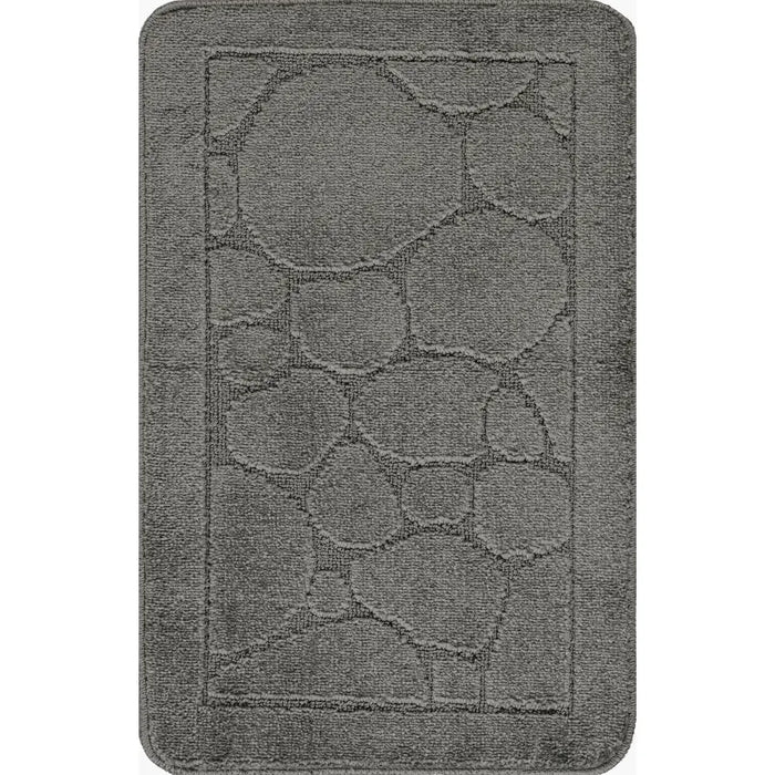 OLIVE Piece Machine Washable Non-Slip Dark Grey Bathroom Rug Set Grey