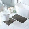 OLIVE Piece Machine Washable Non-Slip Dark Grey Bathroom Rug Set Grey