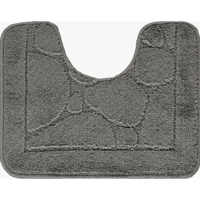 OLIVE Piece Machine Washable Non-Slip Dark Grey Bathroom Rug Set Grey