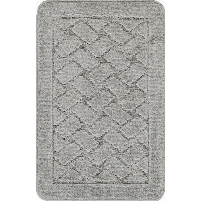 NILAH Piece Machine Washable Non-Slip Light Grey Bathroom Rug Set Grey