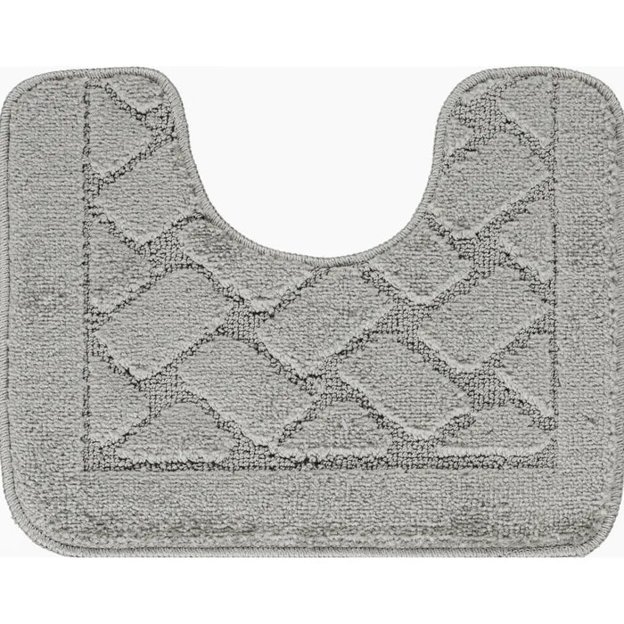 NILAH Piece Machine Washable Non-Slip Light Grey Bathroom Rug Set Grey