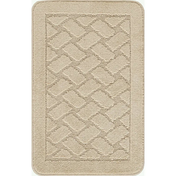 NILAH Piece Machine Washable Non-Slip Light Beige Bathroom Rug Set Beige