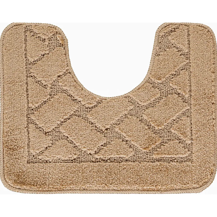 NILAH Piece Machine Washable Non-Slip Brown Bathroom Rug Set Brown