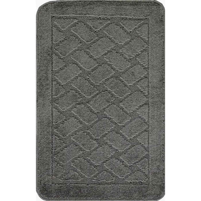 NILAH Piece Machine Washable Non-Slip Dark Grey Bathroom Rug Set Grey
