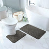 NILAH Piece Machine Washable Non-Slip Dark Grey Bathroom Rug Set Grey