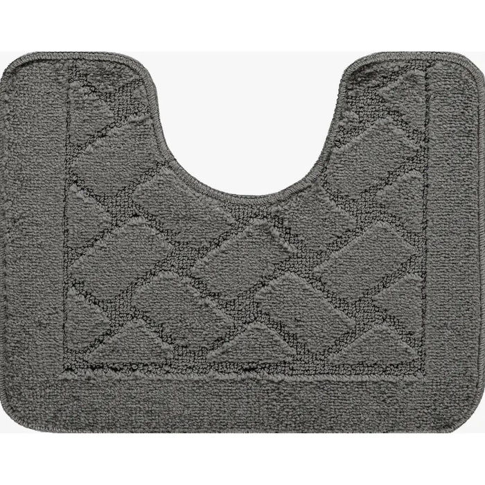 NILAH Piece Machine Washable Non-Slip Dark Grey Bathroom Rug Set Grey