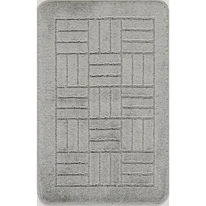 ROYAL Piece Machine Washable Non-Slip Light Grey Bathroom Rug Set Grey