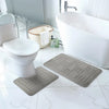 ROYAL Piece Machine Washable Non-Slip Light Grey Bathroom Rug Set Grey