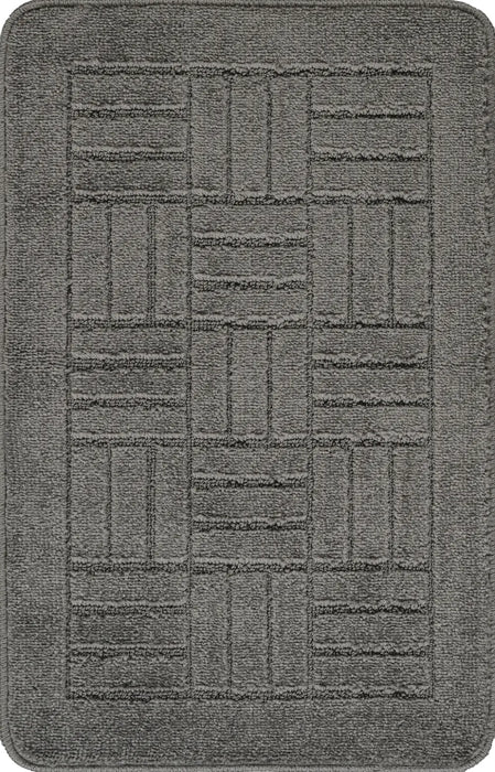 ROYAL Piece Machine Washable Non-Slip Dark Grey Bathroom Rug Set Grey