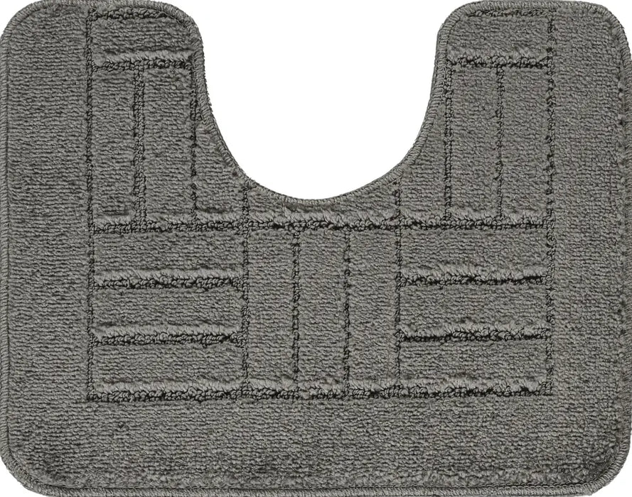 ROYAL Piece Machine Washable Non-Slip Dark Grey Bathroom Rug Set Grey