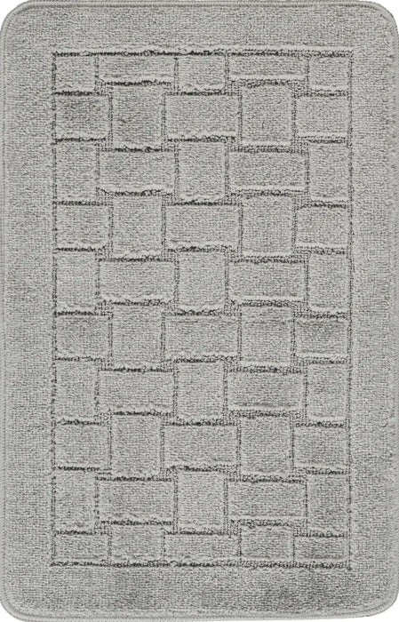 TEGAN Piece Machine Washable Non-Slip Light Grey Bathroom Rug Set Grey
