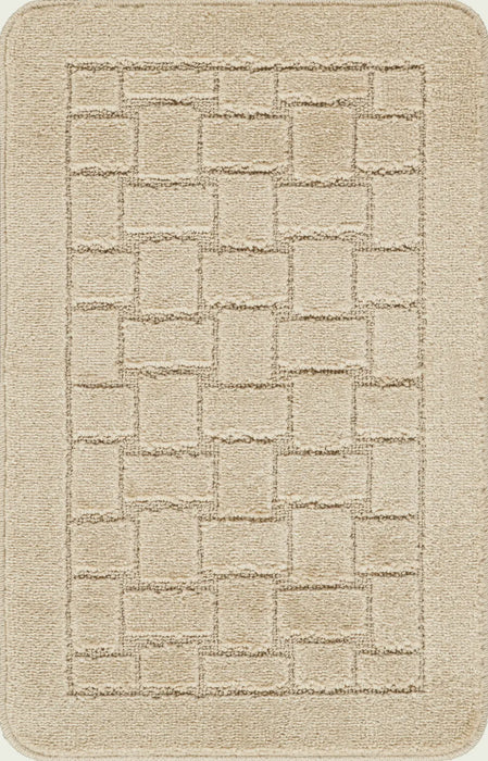 TEGAN Piece Machine Washable Non-Slip Light Beige Bathroom Rug Set Beige