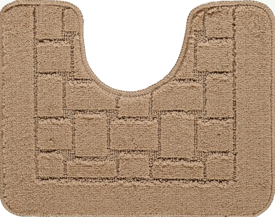 TEGAN Piece Machine Washable Non-Slip Brown Bathroom Rug Set Brown