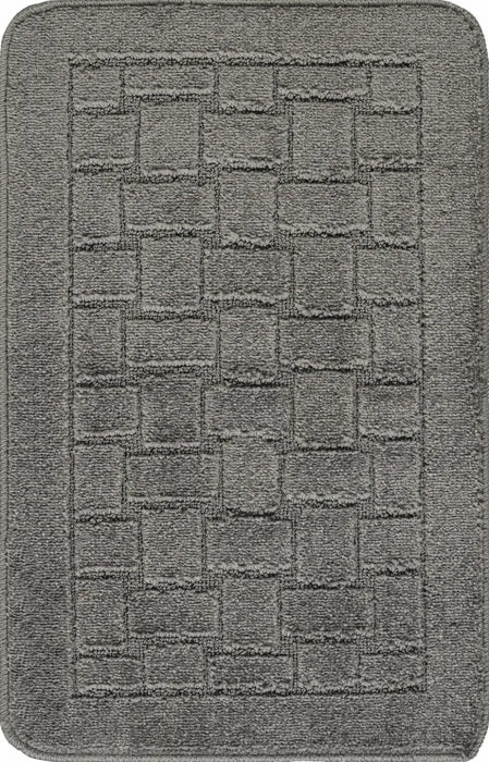 TEGAN Piece Machine Washable Non-Slip Dark Grey Bathroom Rug Set Grey