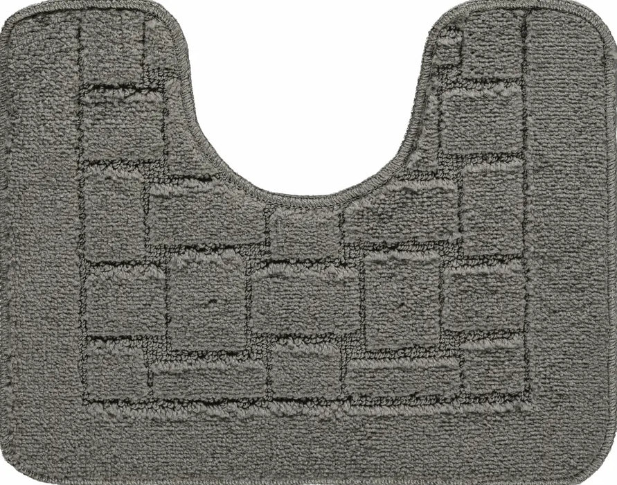 TEGAN Piece Machine Washable Non-Slip Dark Grey Bathroom Rug Set Grey