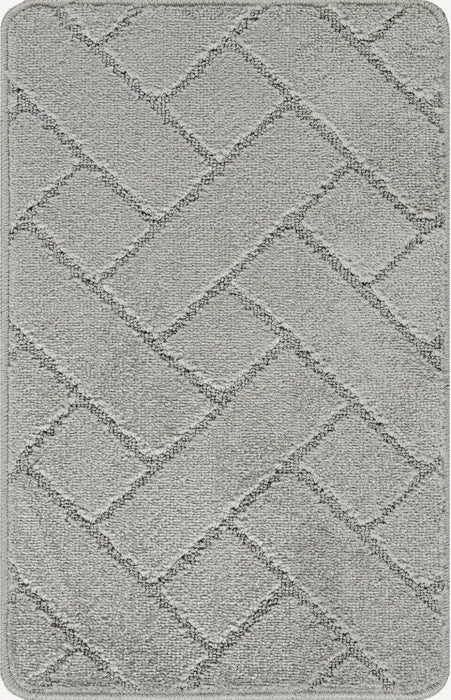 JUNIPER Piece Machine Washable Non-Slip Light Grey Bathroom Rug Set Grey