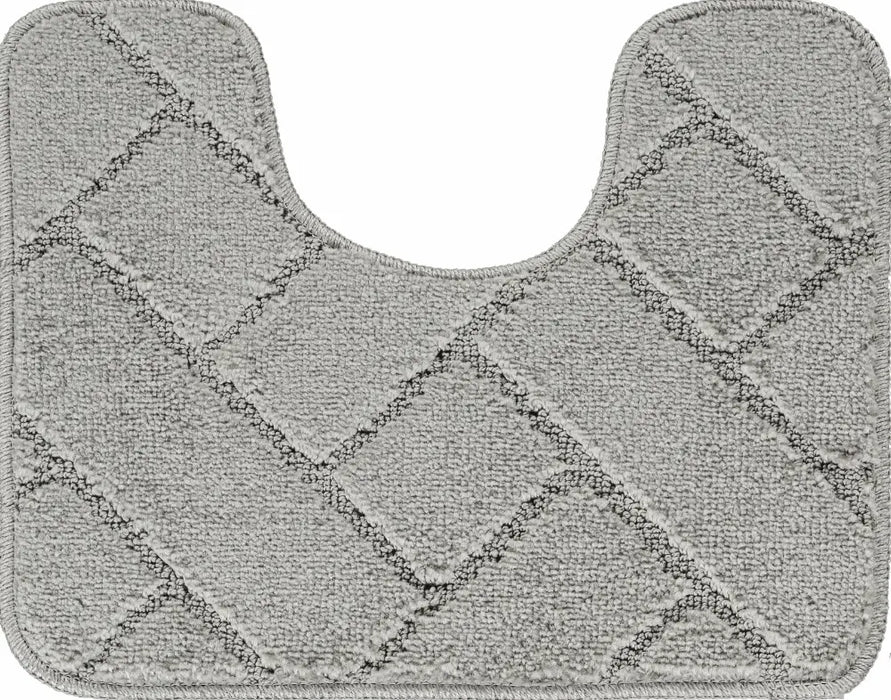 JUNIPER Piece Machine Washable Non-Slip Light Grey Bathroom Rug Set Grey