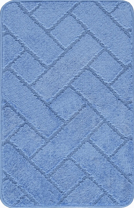 JUNIPER Piece Machine Washable Non-Slip Blue Bathroom Rug Set Blue