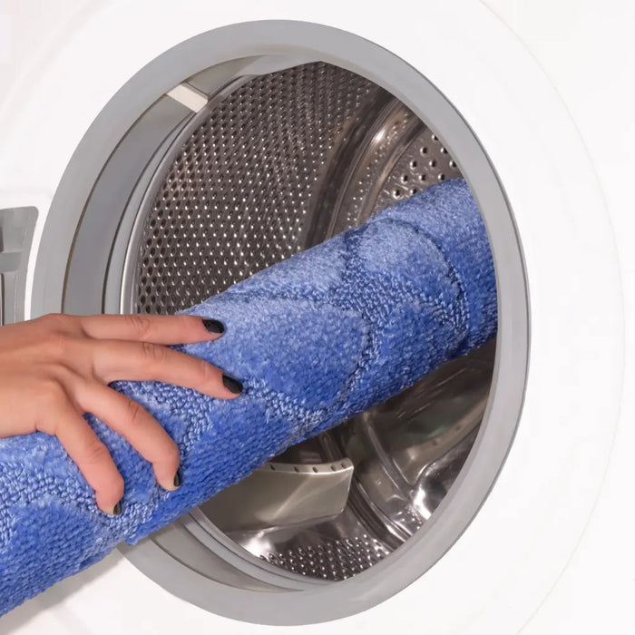 JUNIPER Piece Machine Washable Non-Slip Blue Bathroom Rug Set Blue