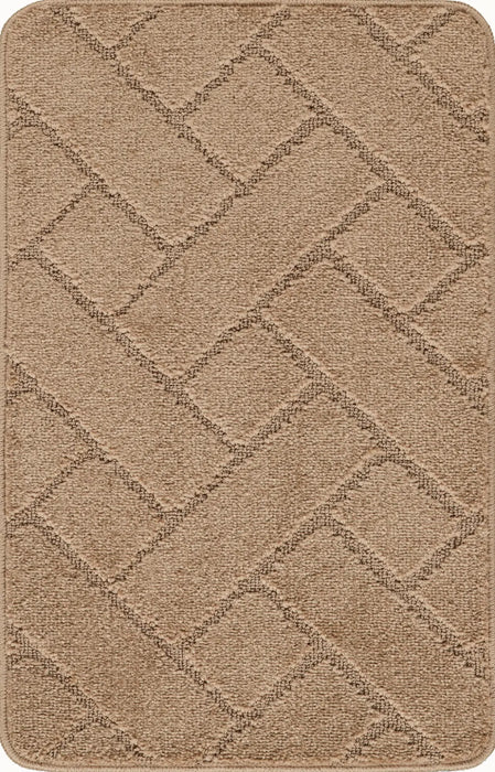 JUNIPER Piece Machine Washable Non-Slip Brown Bathroom Rug Set Brown