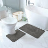 JUNIPER Piece Machine Washable Non-Slip Dark Grey Bathroom Rug Set Grey