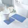 POPPY Piece Machine Washable Non-Slip Blue Bathroom Rug Set Blue