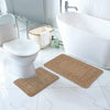 POPPY Piece Machine Washable Non-Slip Brown Bathroom Rug Set Brown