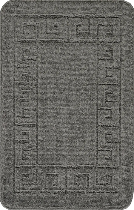 POPPY Piece Machine Washable Non-Slip Dark Grey Bathroom Rug Set Grey