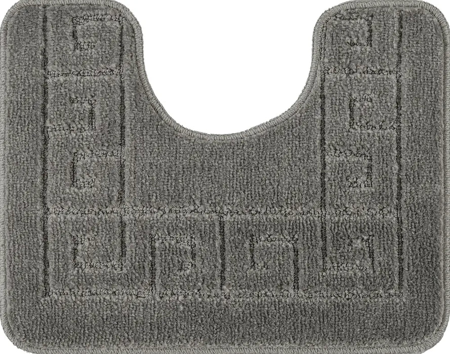 POPPY Piece Machine Washable Non-Slip Dark Grey Bathroom Rug Set Grey