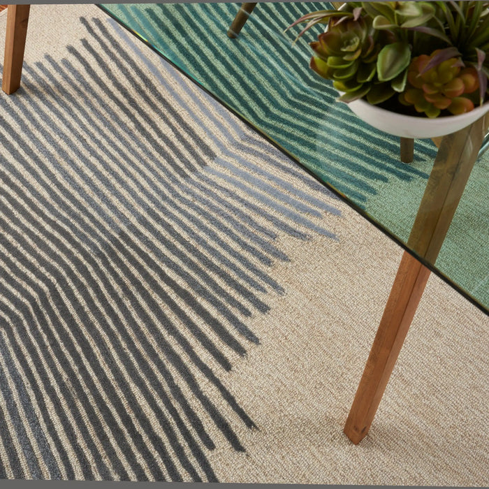 Nourison symmetry smm06 ivory grey Grey, Ivory Living Room  Rug.