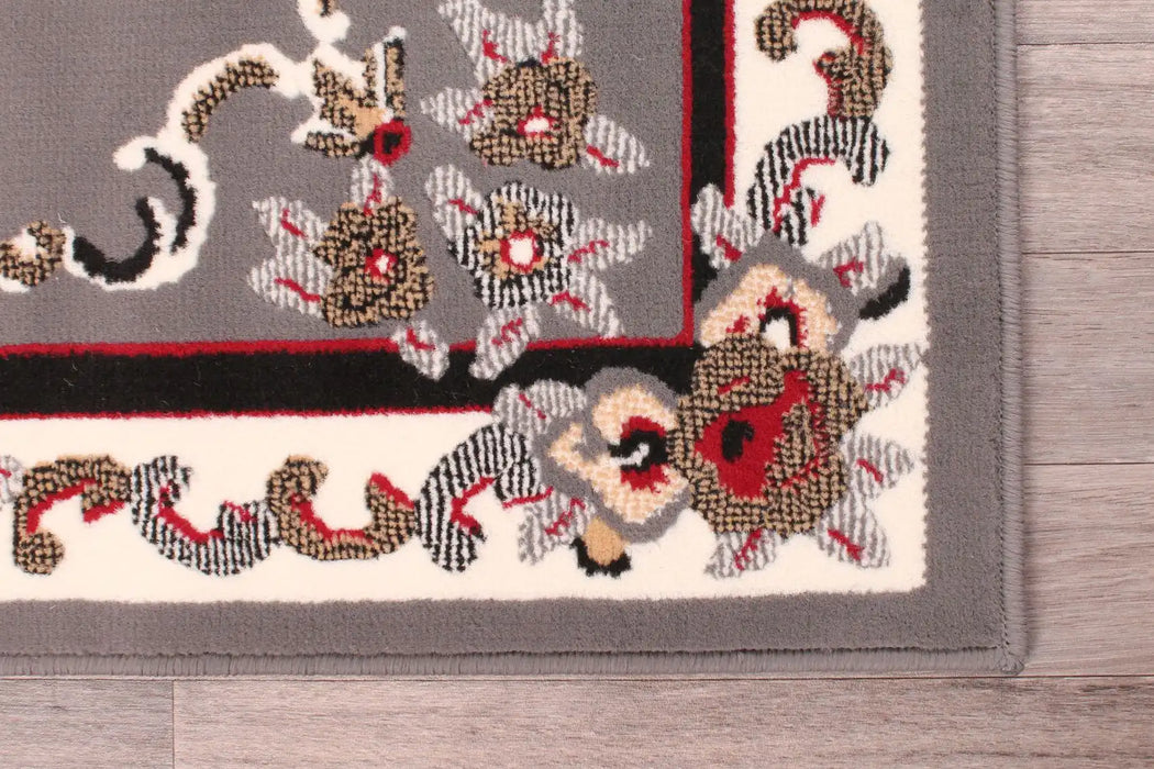 Rug Style traditional poly sandringham grey Grey Living Room Moroccan Rug.