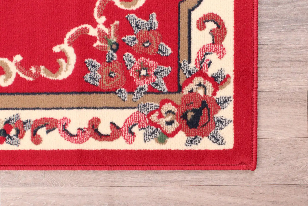 Rug Style traditional poly sandringham red Red Living Room Moroccan Rug.