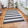 Think Rugs santa monica 48644 black white Black, Ivory Living Room Flat Weave Rug.
