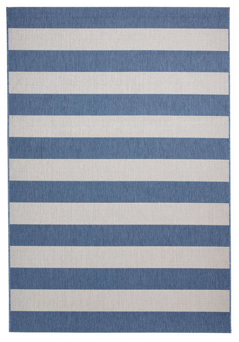 Think Rugs santa monica 48644 blue light beige Blue, Beige Living Room Flat Weave Rug.