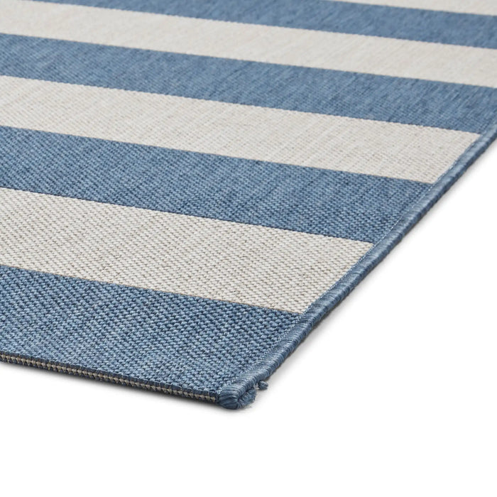Think Rugs santa monica 48644 blue light beige Blue, Beige Living Room Flat Weave Rug.