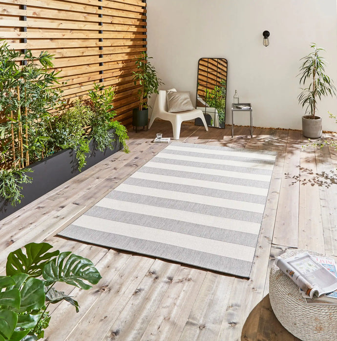 Think Rugs santa monica 48644 grey light beige Grey, Beige Living Room Flat Weave Rug.