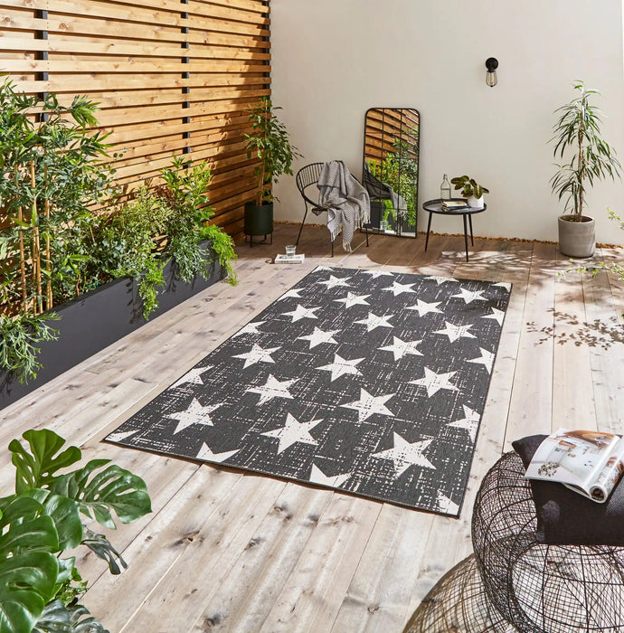 Think Rugs santa monica 48648 black white Black, Ivory Living Room Flat Weave Rug.