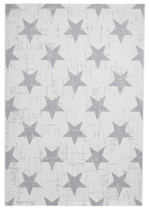 Think Rugs santa monica 48648 cream grey Grey, Ivory Living Room Flat Weave Rug.