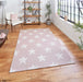 Think Rugs santa monica 48648 rose cream Ivory, Pink Living Room Flat Weave Rug.