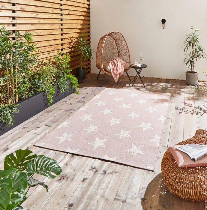 Think Rugs santa monica 48648 rose cream Ivory, Pink Living Room Flat Weave Rug.