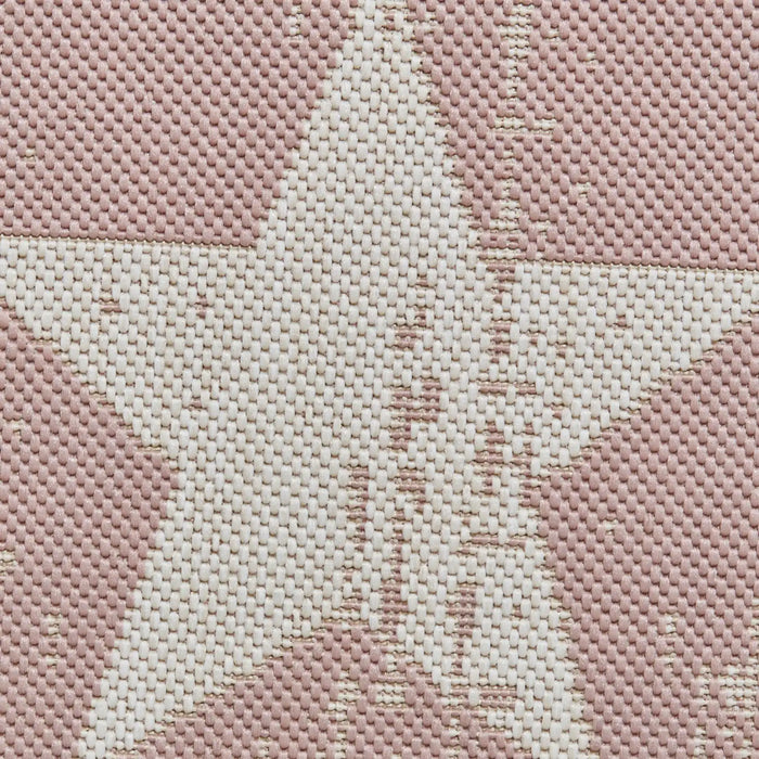 Think Rugs santa monica 48648 rose cream Ivory, Pink Living Room Flat Weave Rug.
