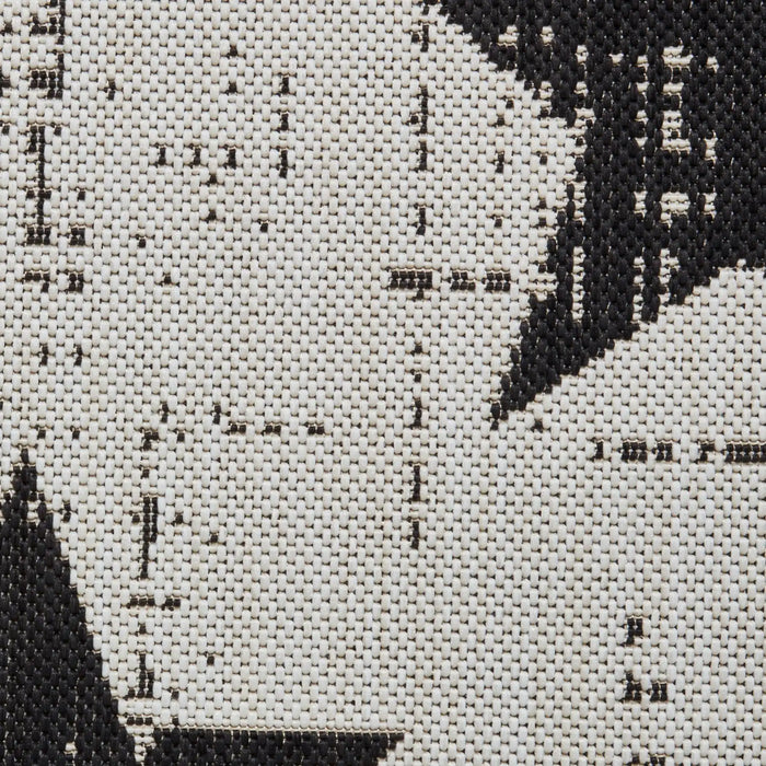 Think Rugs santa monica 48648 white black Black, Ivory Living Room Flat Weave Rug.